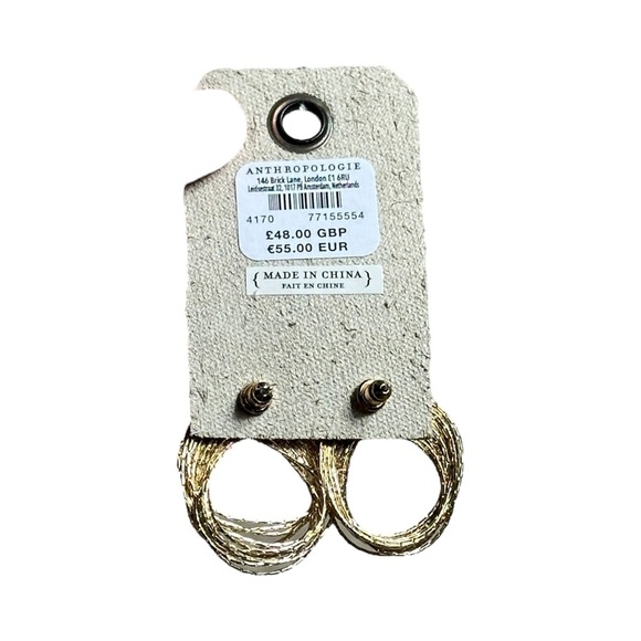 Anthropologie 14k Gold Plated Frayed Metal Ribbon Earrings - Picture 3 of 5